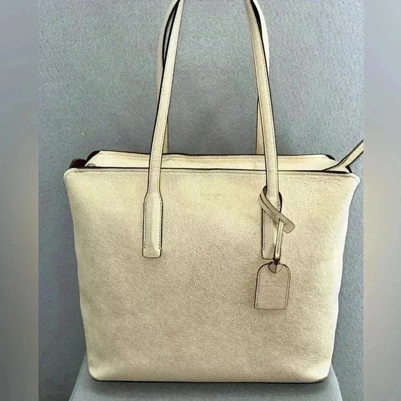 Kate Spade New York bleecker large saffiano leather tote bag in parchment - Picture 4 of 16